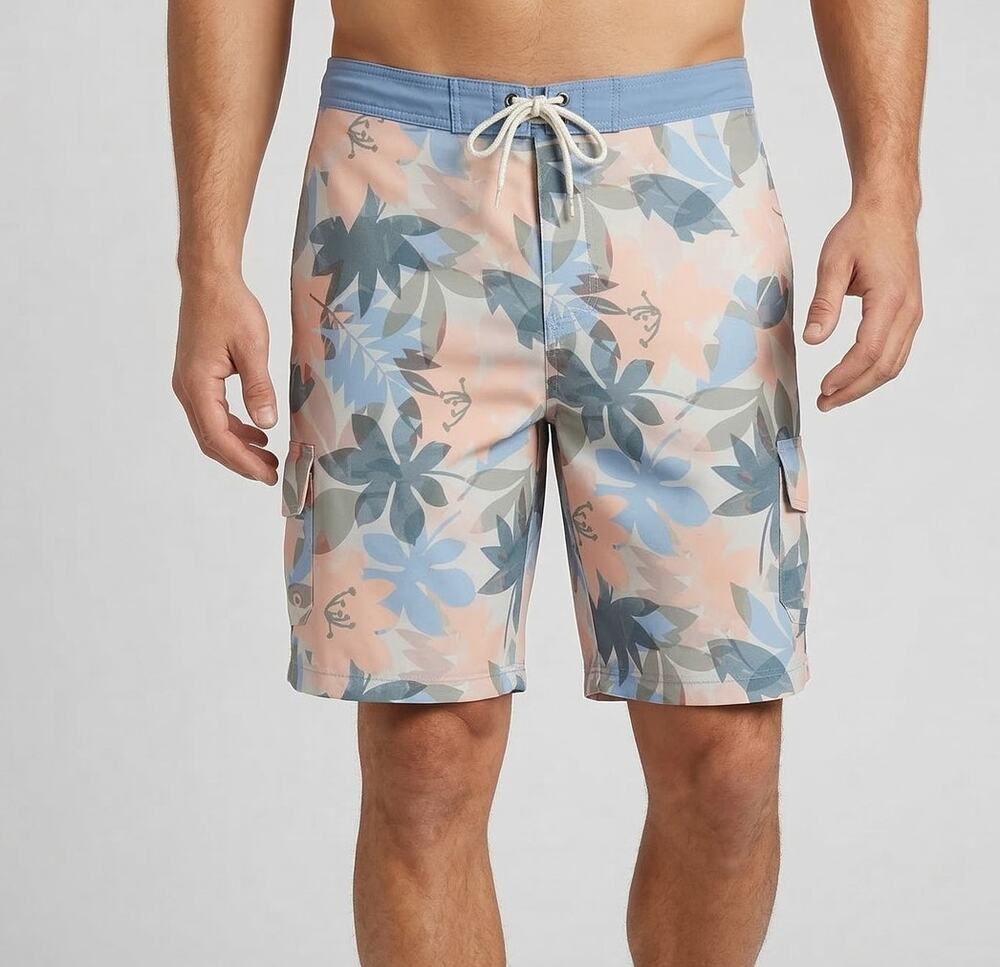 Catalina Medium Mesh Lined Swim Trunks Tropical Pink Blue